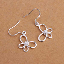 silver clip on earrings Austria Crystal Flower drop cufflinks Hand Madeball 242 ELY