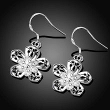 silver earrings Flower drop orecchini jewellery 684 ELY