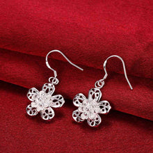 silver earrings Flower drop orecchini jewellery 684 ELY