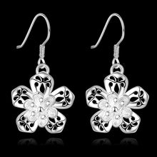 silver earrings Flower drop orecchini jewellery 684 ELY