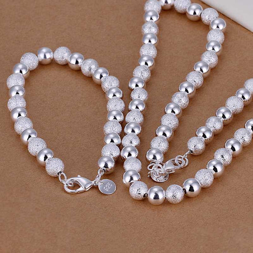 silver jewelry set 14M beads bracelet necklace african jewelry set margarida 38 ELY