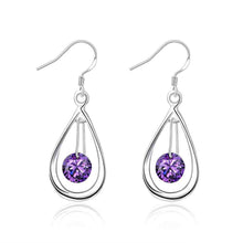 silver plated earring Purple Stone Shell drop brincos accessories 279 ELY