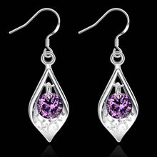 silver plated earring Purple Stone Shell drop brincos accessories 279 ELY