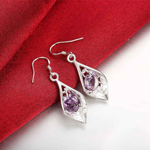 silver plated earring Purple Stone Shell drop brincos accessories 279 ELY