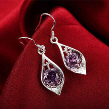silver plated earring Purple Stone Shell drop brincos accessories 279 ELY