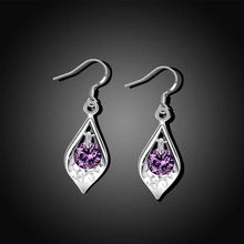 silver plated earring Purple Stone Shell drop brincos accessories 279 ELY