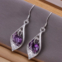 silver plated earring Purple Stone Shell drop brincos accessories 279 ELY