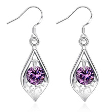 silver plated earring Purple Stone Shell drop brincos accessories 279 ELY