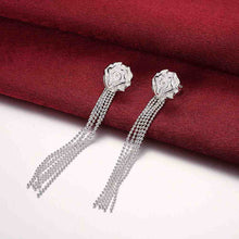 silver plated earrings Rose Beads drop ear cuff jewerly accessories ELY