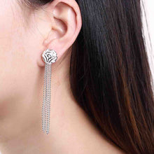silver plated earrings Rose Beads drop ear cuff jewerly accessories ELY