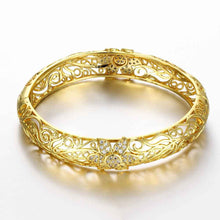 Beautiful 18K Gold Plating Hollow carved pattern Rhinestone men bracelet Jewelry European Style ELY