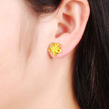 Beautiful 24k gold plated earing flower stud cuff bijoux women YHDE 5 ELY