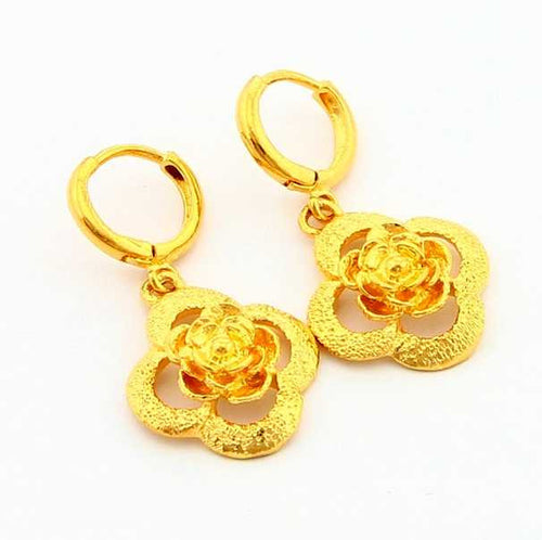 Beautiful 24k gold plated earings clover stud brincos collier plastron YHDE 1 ELY