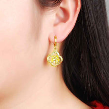 Beautiful 24k gold plated earings clover stud brincos collier plastron YHDE 1 ELY