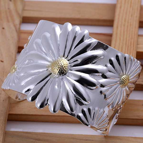 Beautiful silver bangles Big Chrysanthemum Women Wedding Bracelet margarida SMTB 3 ELY