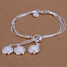 Beautiful silver bracelets & bangles with three rose men bracelet accessories HBH 29 ELY