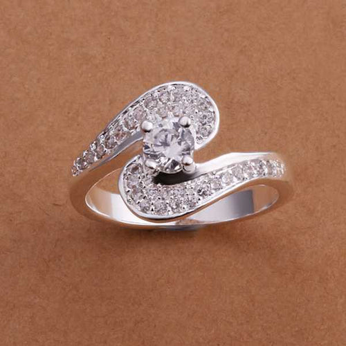 Beautiful silver engagement ring Austria Crystal anillos bear Gift for her 53 ELY