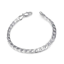 Beautiful silver plated Charms bracelet 1 m flat sideways men bracelet bijoux HBH 9 ELY