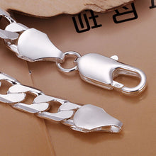 Beautiful silver plated Charms bracelet 1 m flat sideways men bracelet bijoux HBH 9 ELY