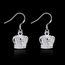 Beautiful silver plated earing Crown With Stone drop cufflinks Costume Jewellery ELY
