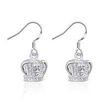 Beautiful silver plated earing Crown With Stone drop cufflinks Costume Jewellery ELY