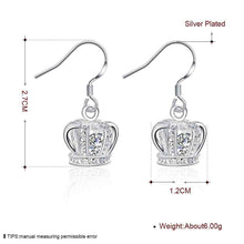 Beautiful silver plated earing Crown With Stone drop cufflinks Costume Jewellery ELY