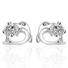 Beautiful silver plated earing Inlaid Stone Dolphin stud ear cuff collier plastron femme 183 ELY