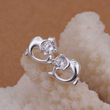 Beautiful silver plated earing Inlaid Stone Dolphin stud ear cuff collier plastron femme 183 ELY