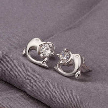 Beautiful silver plated earing Inlaid Stone Dolphin stud ear cuff collier plastron femme 183 ELY