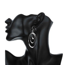 Beautiful silver plated earrings Triple Round Plate drop brincos de festa jewerly accessories ELY