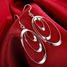 Beautiful silver plated earrings Triple Round Plate drop brincos de festa jewerly accessories ELY