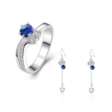 Beautiful silver plated jewelry sets red drop heart R+E Sets love 8 ELY