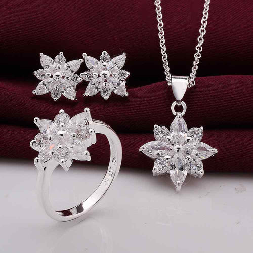 Beautiful silver plated jewelry sets star flower R+E+N african jewelry set jewellery 53 ELY