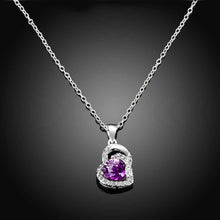 Beautiful silver plated necklaces & pendants Crystal heart big necklace bijoux FSPN 2 ELY