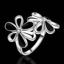 Beautiful silver plated rings for men Black and white flowers anillos bear diy 91 ELY