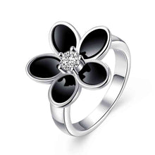 Beautiful silver plated rings for men Black and white flowers anillos bear diy 91 ELY