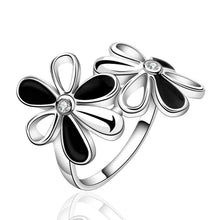 Beautiful silver plated rings for men Black and white flowers anillos bear diy 91 ELY