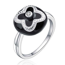 Beautiful silver plated rings for men Black and white flowers anillos bear diy 91 ELY
