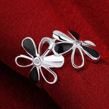 Beautiful silver plated rings for men Black and white flowers anillos bear diy 91 ELY