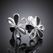 Beautiful silver plated rings for men Black and white flowers anillos bear diy 91 ELY