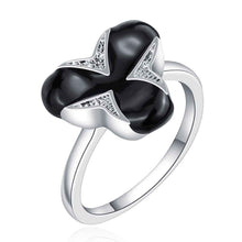 Beautiful silver plated rings for men Black and white flowers anillos bear diy 91 ELY