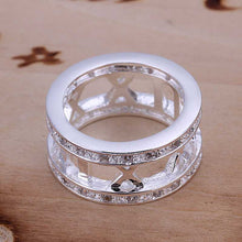 Beautiful silver wedding ring Inlaid Stone Roman opal margarida 84 ELY