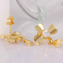 18k gold plated earring clover stud cufflinks wedding ELY