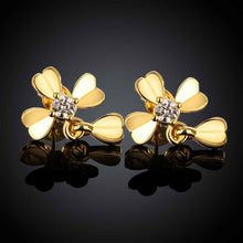 18k gold plated earring clover stud cufflinks wedding ELY