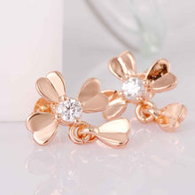 18k gold plated earring clover stud cufflinks wedding ELY