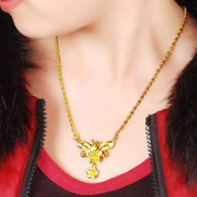24k gold plated necklace double flower tenis masculino collier plastron femme287 ELY
