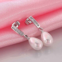 925 sterling silver earing Imitation pearls crystal stud earrings brinco diy NPLE 41 ELY