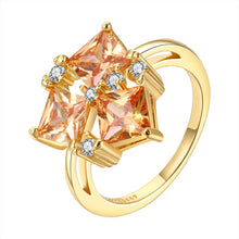 acessorios para mulher wedding ring square stone 18k color anel de ouro Elegant156 ELY