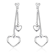 silver earrings Hollow double heart drop cuff charm 651 ELY