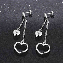silver earrings Hollow double heart drop cuff charm 651 ELY